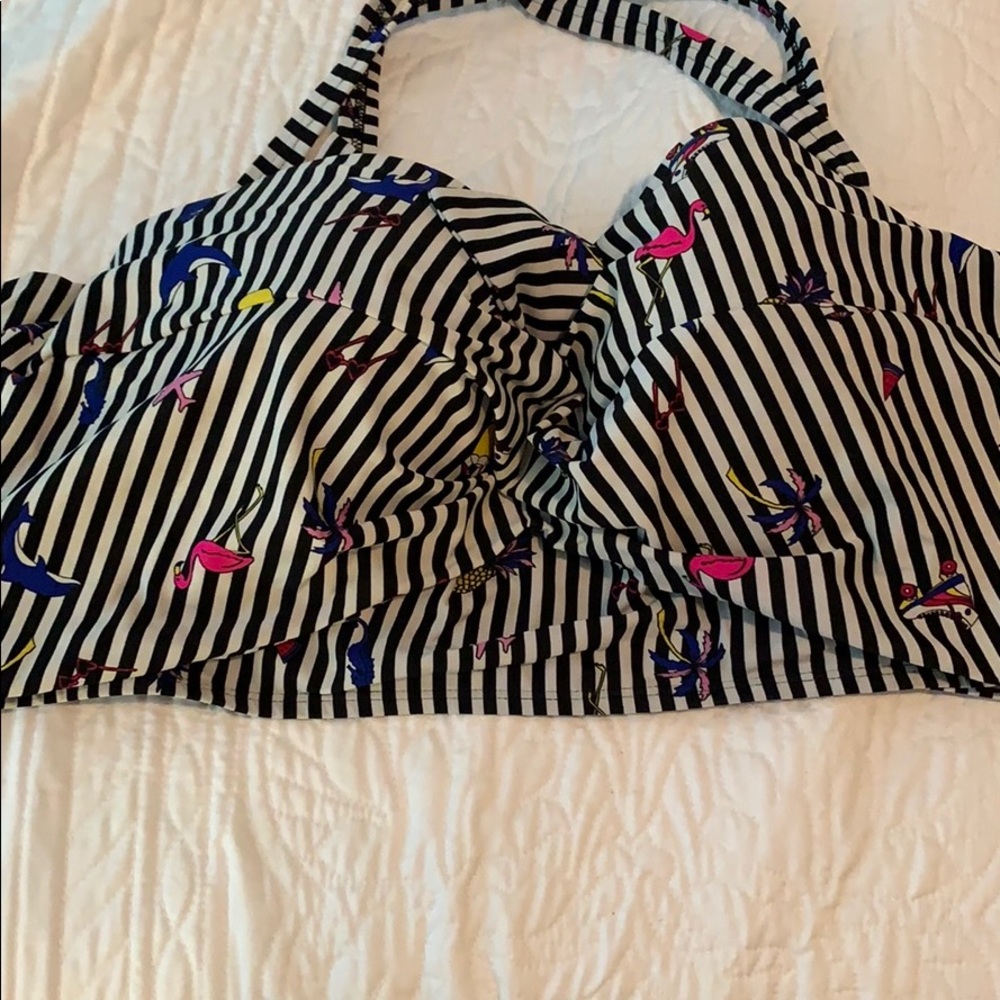 Flamingo and Strips Bathing Suit Top